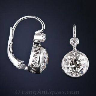 4.70 Carat Total Weight Old Mine-Cut Diamond Earrings 