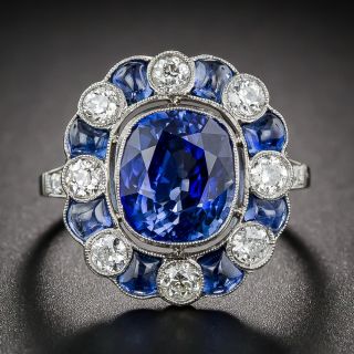 4.75 Carat Sapphire and Diamond Art Deco Style Ring