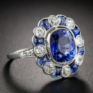 4.75 Carat Sapphire and Diamond Art Deco Style Ring