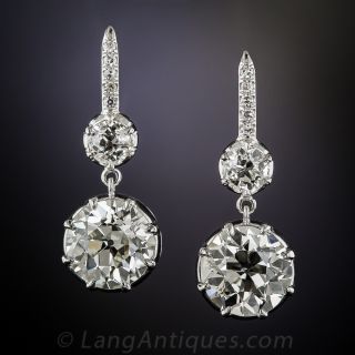 4.81 Carat European-Cut Diamond Earrings - GIA K VS1/2