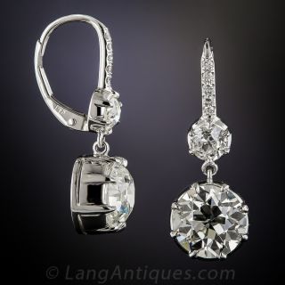 4.81 Carat European-Cut Diamond Earrings - GIA K VS1/2