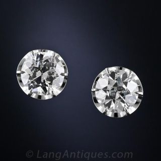 4.83 Carat Antique Diamond Stud Earrings