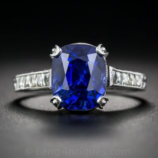 4.90 Carat No-Heat Burma Sapphire and Diamond Ring - AGL - 1