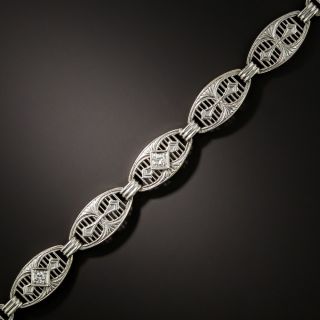 Art Deco Filigree Link Diamond  Bracelet - 1
