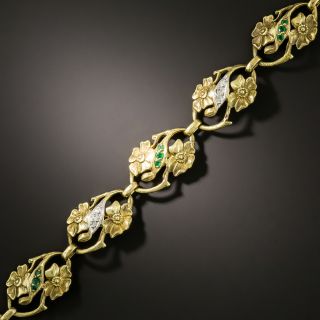 Art Nouveau Emerald and Diamond Bracelet - 1