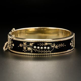 Victorian Taille d' Epargne Bangle Bracelet - 1