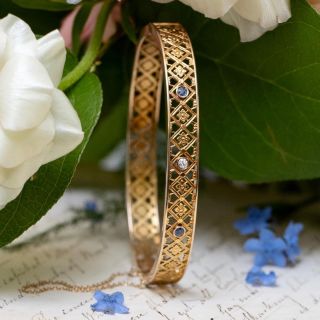 Antique Sapphire and Diamond Bangle Bracelet, c.1900