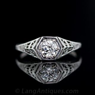.40 Carat Art Deco Diamond Filigree Ring