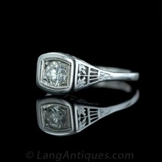 .40 Carat Art Deco Diamond Ring in 14K White Gold