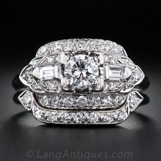 .40 Carat Center Diamond Art Deco Wedding Set