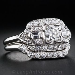 .40 Carat Center Diamond Art Deco Wedding Set