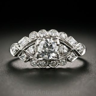 .40 Carat Center Platinum and Diamond Art Deco Engagement Ring