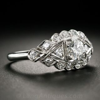 .40 Carat Center Platinum and Diamond Art Deco Engagement Ring