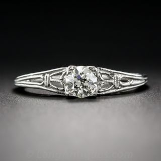 .40 Carat Diamond and Platinum Art Deco Solitaire Engagement Ring - 2
