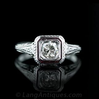 .40 Carat Diamond Filigree and Enamel Engagement Ring Main View 1