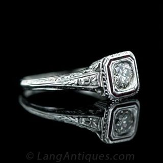 .40 Carat Diamond Filigree and Enamel Engagement Ring