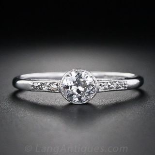 .40 Carat Edwardian Platinum Diamond Engagement Ring