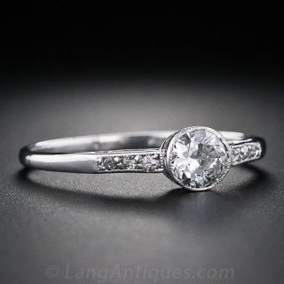 .40 Carat Edwardian Platinum Diamond Engagement Ring