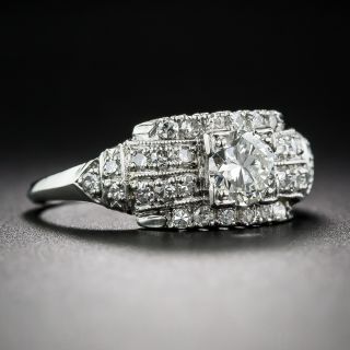 .40 Carat  Platinum and Diamond Late-Art Deco Engagement Ring