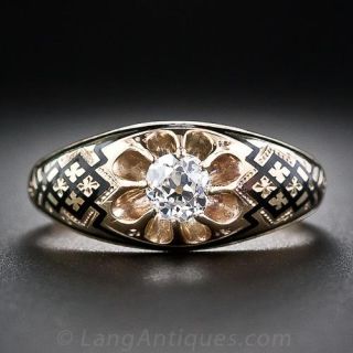 .40 Carat Victorian Diamond and Enamel Ring