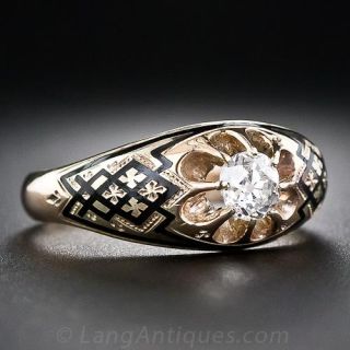 .40 Carat Victorian Diamond and Enamel Ring