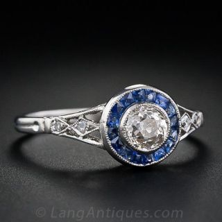 .40 Carat Vintage Diamond and Sapphire Ring