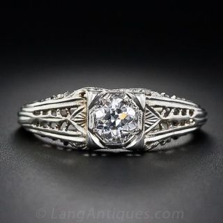 .40 Carat Vintage Filigree Diamond Engagement Ring