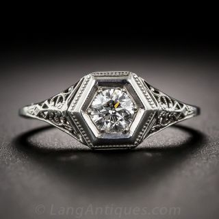 .41 Carat Vintage Diamond Engagement Ring in 18K White Gold