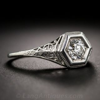 .41 Carat Vintage Diamond Engagement Ring in 18K White Gold