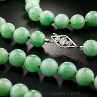 41 Inch Natural Jade Bead Strand c.1930s