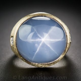42.19 Carat Star Sapphire and Diamond Gent's Ring
