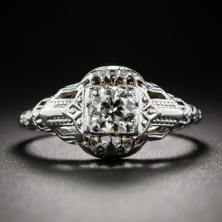 .42 Carat Diamond Art Deco Engagement Ring in 19K White Gold