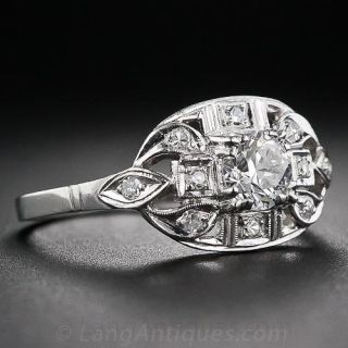 .44 Carat Art Deco Platinum and Diamond Engagement Ring