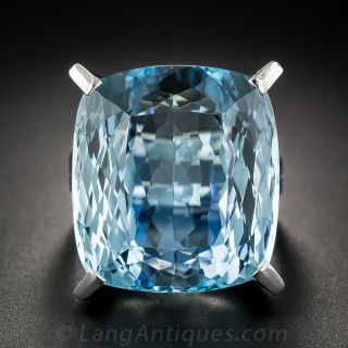 45.00 Carat Aquamarine Platinum Ring