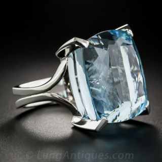 45.00 Carat Aquamarine Platinum Ring