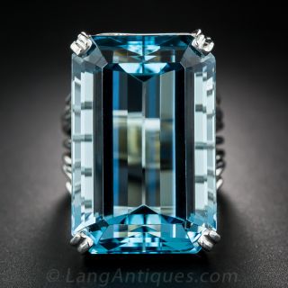 45.34 Carat Santa Maria Aquamarine and Platinum Ring