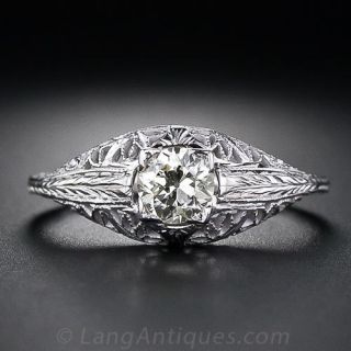.45 Carat  Antique Filigree Diamond  Engagement Ring