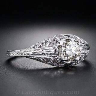 .45 Carat  Antique Filigree Diamond  Engagement Ring