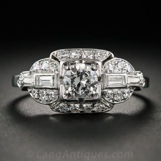 .45 Carat Art Deco Platinum and Diamond Ring