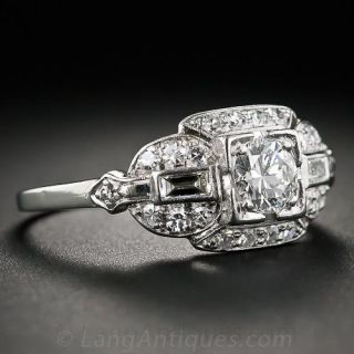 .45 Carat Art Deco Platinum and Diamond Ring