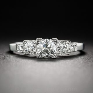 .45 Carat Center Diamond and Platinum Art Deco Engagement Ring 