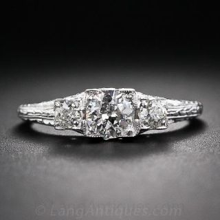 .45 Carat Center Three-Stone Vintage Diamond Engagement Ring