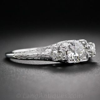 .45 Carat Center Three-Stone Vintage Diamond Engagement Ring