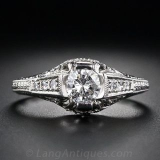 .45 Carat Diamond and Platinum Art Deco Style Engagement Ring