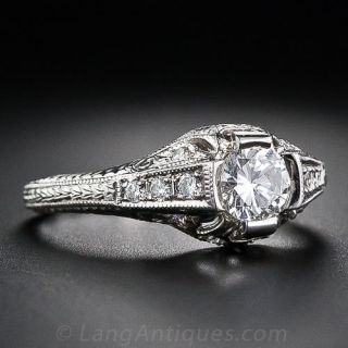.45 Carat Diamond and Platinum Art Deco Style Engagement Ring