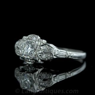 .45 Carat European Cut Diamond Art Deco Engagement Ring