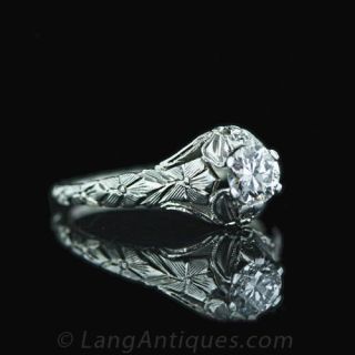 .45 Carat Floral Motif Diamond Solitaire