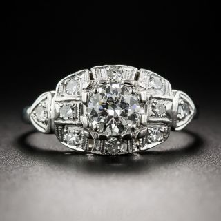 .45 Carat Mid-Century Vintage Platinum Diamond Engagement Ring