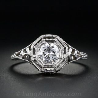 .45 Carat  Octagonal Solitare Diamond Ring in Platinum
