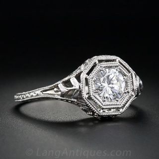 .45 Carat  Octagonal Solitare Diamond Ring in Platinum